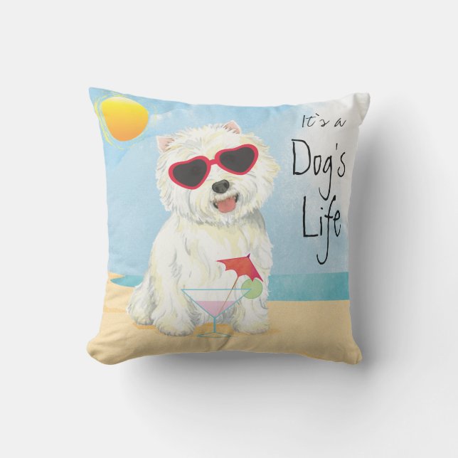 Sommer Westie Kissen (Vorderseite)