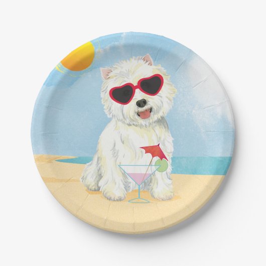 Sommer Westie Pappteller (Vorderseite)