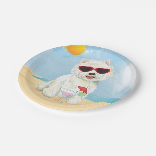 Sommer Westie Pappteller (Schrägansicht)