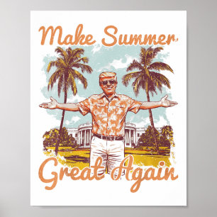 Sommer wieder groß Beach Urlaub lustig Trump Poster
