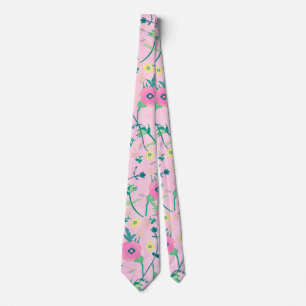 Sommer Wiese Floral Natur Rosa Illustration Krawatte