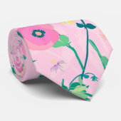 Sommer Wiese Floral Natur Rosa Illustration Krawatte (Gerollt)