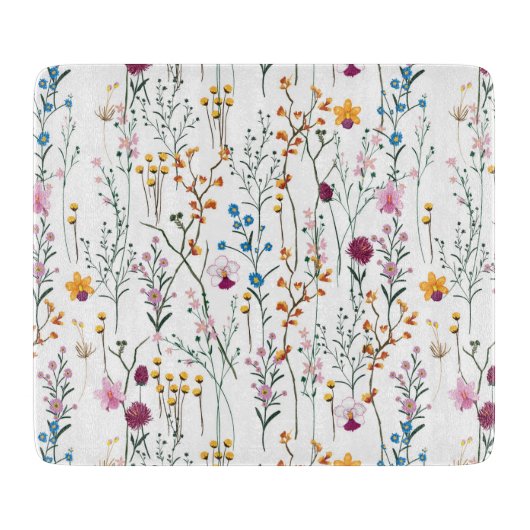 Sommer-Wildblume-Muster Schneidebrett (Vorderseite)
