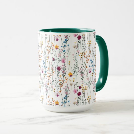 Sommer-Wildblume-Muster Tasse (VorderseiteRechts)