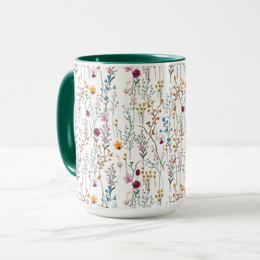 Sommer-Wildblume-Muster Tasse (Vorderseite Links)