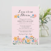 Sommer Wildblume Rosa Brautdusche Einladung (Stehend Vorderseite)