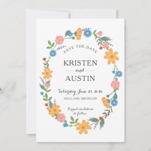 Sommer-Wildblume Save the Date-Karte Save The Date (Vorderseite)