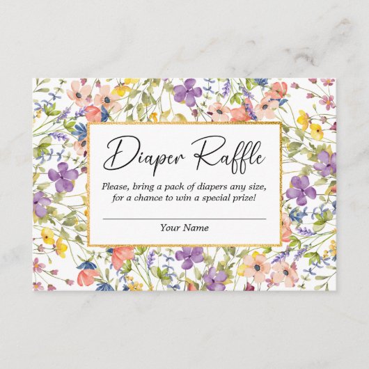 Sommer-Wildblume Wiese Babydusche Windelwanne Raff Begleitkarte (Vorderseite)