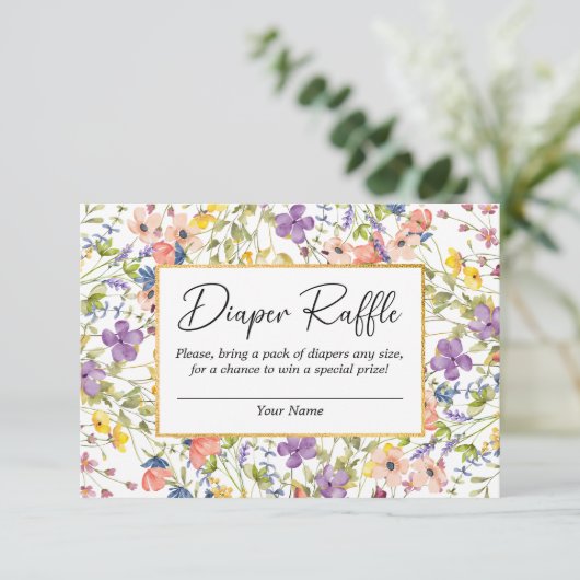 Sommer-Wildblume Wiese Babydusche Windelwanne Raff Begleitkarte (Stehend Vorderseite)