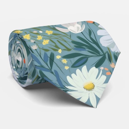 Sommer-Wildblume Wiesen-Design Krawatte (Gerollt)