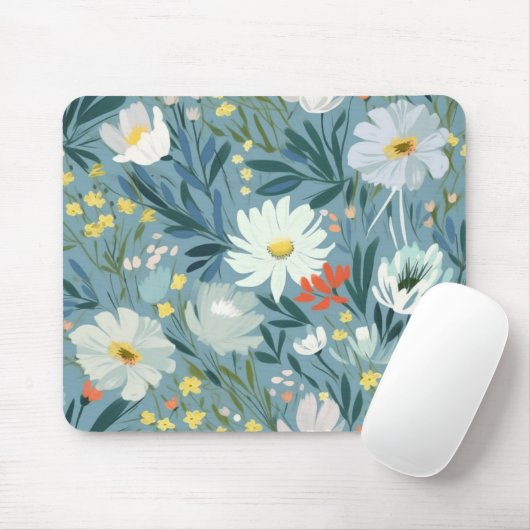 Sommer-Wildblume Wiesen-Design Mousepad (Mit Mouse)