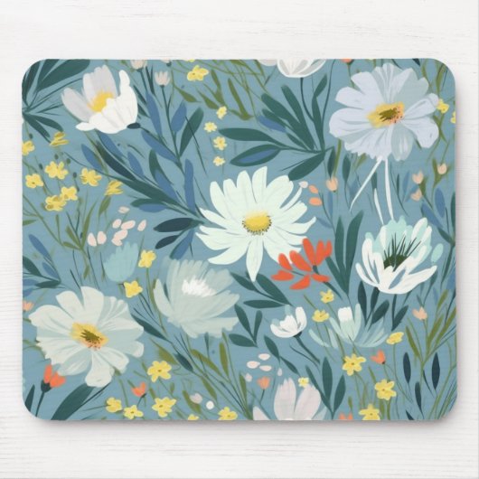 Sommer-Wildblume Wiesen-Design Mousepad (Vorne)
