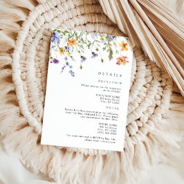 Sommer-Wildblumen-Hochzeits-Details Beilagekarte Begleitkarte