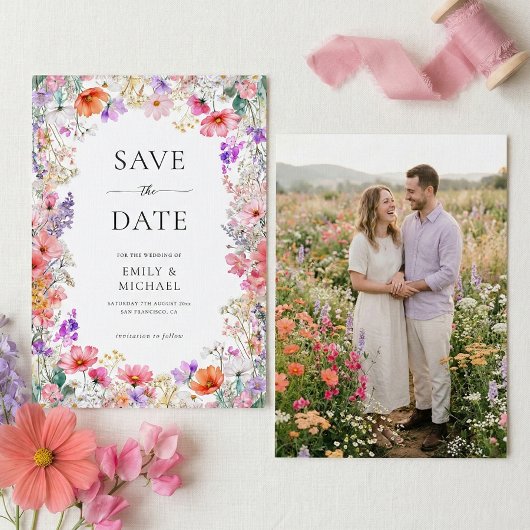 Sommer-Wildblumen-Hochzeits-Flat-Save-the-Date-Kar Save The Date