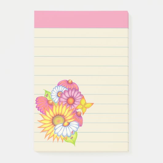 Sommer-Wildblumen-Post-it-Notes Post-it Klebezettel (Vorderseite)