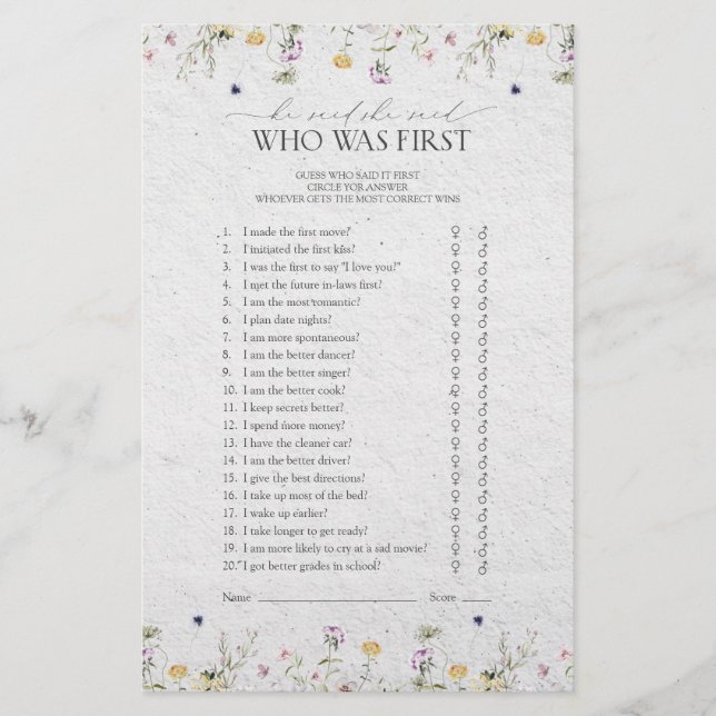 Sommer Wildblumen sagte er, sie sagte Duschspiel (Vorderseite)