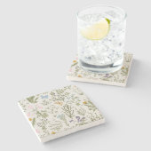 Sommer Wildblumen und Kräuter Steinuntersetzer (Seitenansicht)