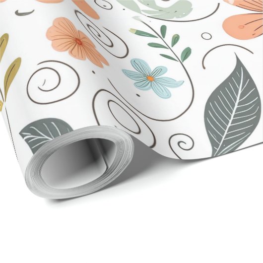 Sommer-Wildblumen & Wirbel-ID1064 Geschenkpapier (Rolleneckpunkt)