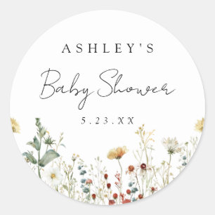 Sommer-Wildblumenfeld-Baby-Party Runder Aufkleber