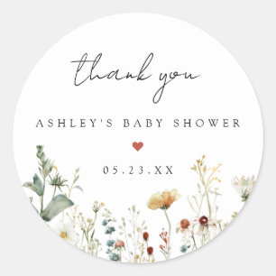 Sommer-Wildblumenfeld-Baby-Party Runder Aufkleber