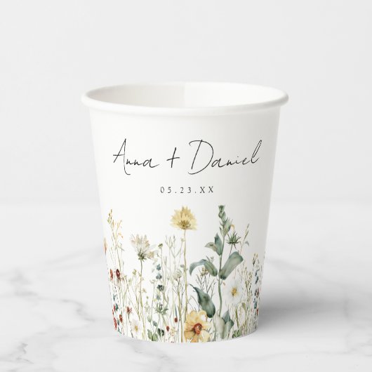 Sommer-Wildblumenfeld-Hochzeit Pappbecher (Links)