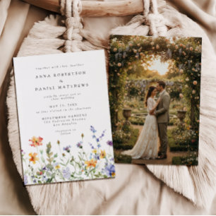 Sommer-Wildblumengarten-Foto-Hochzeitseinladung Einladung