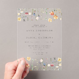 Sommer-Wildblumengarten-Hochzeit Acryleinladungen