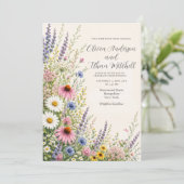 Sommer-Wildblumengarten-Hochzeit Einladung (Stehend Vorderseite)