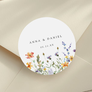 Sommer-Wildblumengarten-Hochzeit Runder Aufkleber