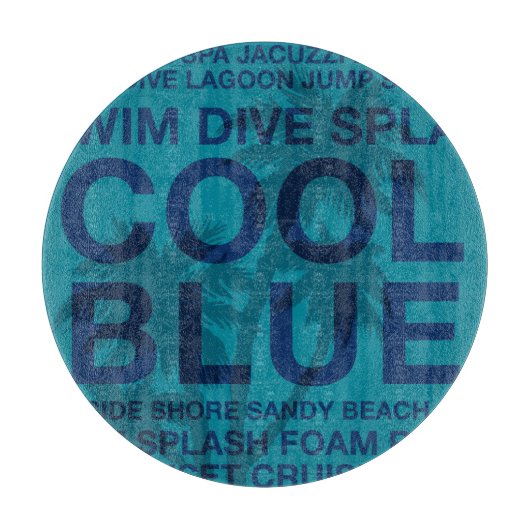 Sommer Wörter Poolside und Palm Tree Cutting Board Schneidebrett (Vorderseite)