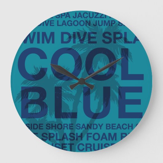 Sommer Wörter Poolside und Palmen Tree Uhren (Vorderseite)