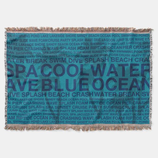 Sommer Wörter Poolside und Palmenbaum Blanket Decke (Vorderseite)