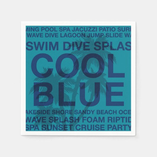Sommer Wörter Poolside und Palmenbaumpapier Napkin Serviette (Vorderseite)