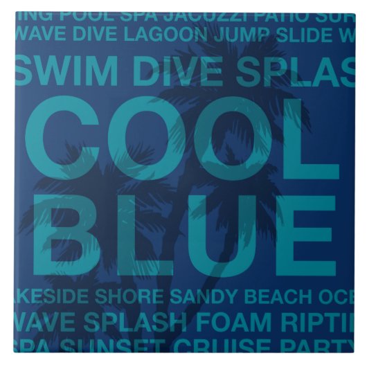 Sommer Wörter Poolside und PalmenbaumTiles Fliese (Vorderseite)