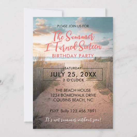 Sommer wurde ich sechzehn Geburtstag Einladung (Vorderseite)