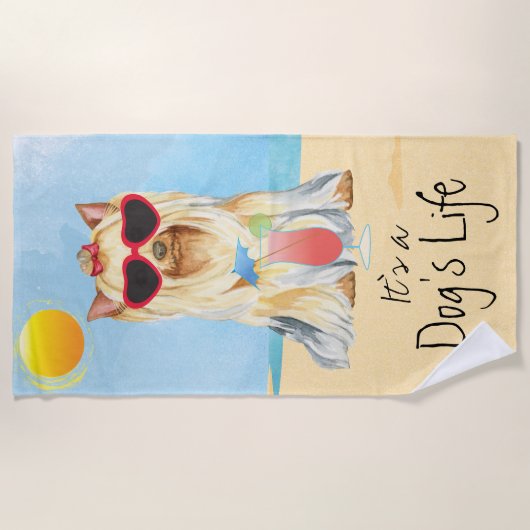 Sommer Yorkie Strandtuch (Vorderseite)