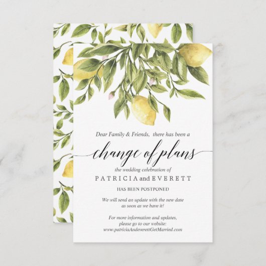 Sommer-Zitronen und Foliage Hochzeitwechsel Einladung (Vorne/Hinten)