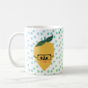 Sommer-Zitronen-Zitrus-Punkte Cartoon-Kaffeetasse Kaffeetasse