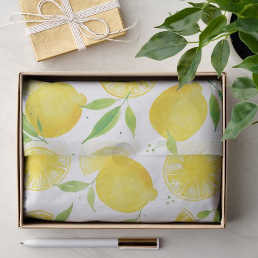 Sommer-Zitrus-Aquarell-Limonen-Muster Seidenpapier (Geschenk)