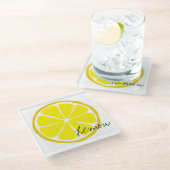 Sommer-Zitrusfrucht-Zitronen-Glas-Untersetzer Glasuntersetzer (Schrägansicht)