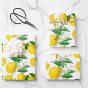 Sommer, Zitrusfrüchte, mediterraner Blumenstil, Zi Geschenkpapier Set