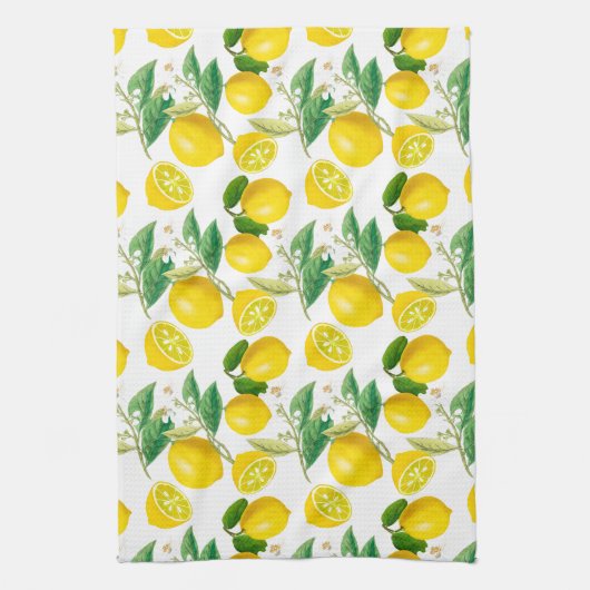 Sommer, Zitrusfrüchte, mediterraner Blumenstil, Zi Geschirrtuch (Vertikal)