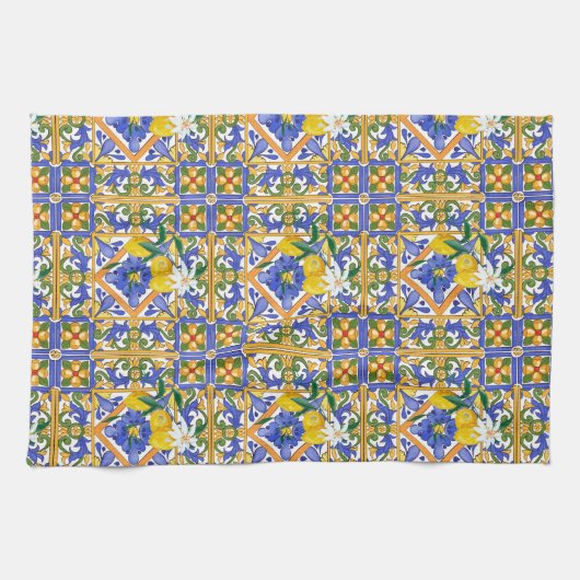 Sommer,Zitrusfrüchte,sizilianischer,mediterraner S Geschirrtuch (Horizontal)