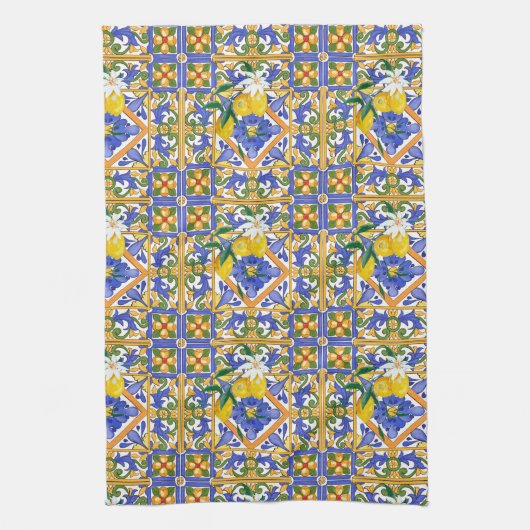 Sommer,Zitrusfrüchte,sizilianischer,mediterraner S Geschirrtuch (Vertikal)