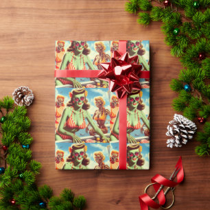 Sommer-Zombie-Pin-up Geschenkpapier
