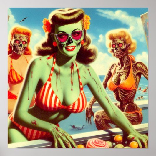 Sommer-Zombie-Pin-up Poster (Vorne)