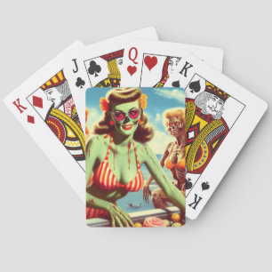 Sommer-Zombie-Pin-up Spielkarten