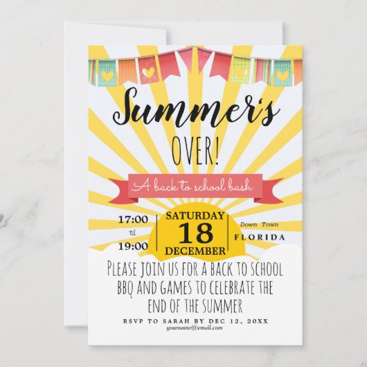 Sommer zurück ins Party laden ein Plakat ein Einladung (Vorderseite)