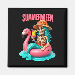 Sommer zwischen Meerjungfrau Skeleton Flamingo Hal Magnet