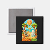 Sommer zwischen Skeleton Ghost Beach Palm Hallowee Magnet (Vorderseite/Rückseite)